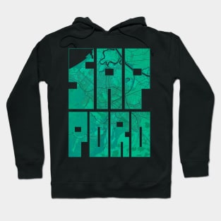 Sapporo, Japan City Map Typography - Watercolor Hoodie